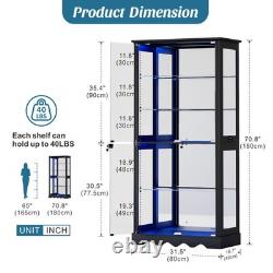 Glass Display Cabinet with RBG Lights, 5-Tiers Display Cases for Collectibles