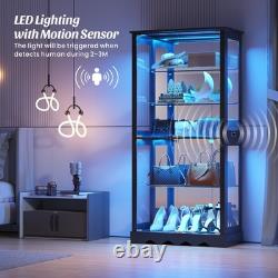 Glass Display Cabinet with RBG Lights, 5-Tiers Display Cases for Collectibles