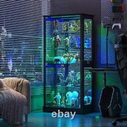Glass Display Cabinet with RBG Lights, 5-Tiers Display Cases for Collectibles