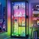 Glass Display Cabinet with RGB Light 7-Tier Show Case with Large Shelf, Black
