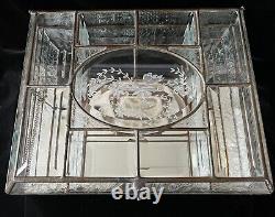 Glass Jewelry Box Vintage Leaded Etched Beveled Glass Keepsake Display Case 11