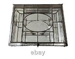 Glass Jewelry Box Vintage Leaded Etched Beveled Glass Keepsake Display Case 11