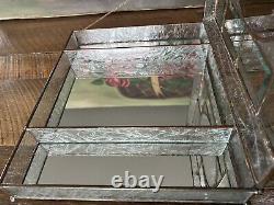 Glass Jewelry Box Vintage Leaded Etched Beveled Glass Keepsake Display Case 11