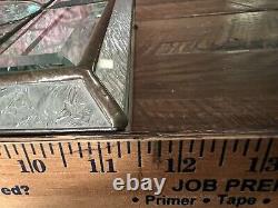 Glass Jewelry Box Vintage Leaded Etched Beveled Glass Keepsake Display Case 11