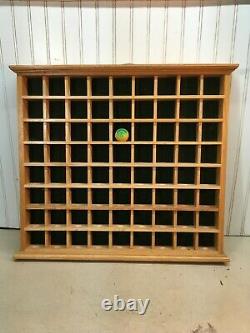 Golf Ball Display Case Cabinet 72 Balls Oak Wood Stain Shadow Box 23inx26inx2.5