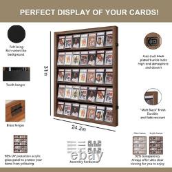 Graded Trading Card Display Case 35 Sport Baseball PSA Slabs Walnut Wood Cabinet