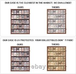 Graded Trading Card Display Case 35 Sport Baseball PSA Slabs Walnut Wood Cabinet