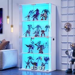 Guexl 66 Curio Cabinet with Lockable- 4-Tier LED Display Cases for Collectibles