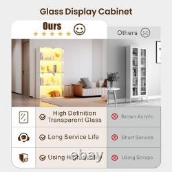 Guexl 66 Curio Cabinet with Lockable- 4-Tier LED Display Cases for Collectibles