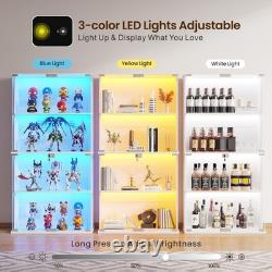 Guexl 66 Curio Cabinet with Lockable- 4-Tier LED Display Cases for Collectibles