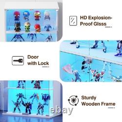 Guexl 66 Curio Cabinet with Lockable- 4-Tier LED Display Cases for Collectibles