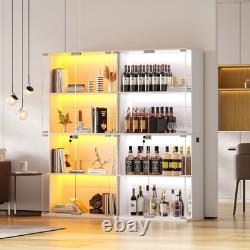 Guexl 66 Curio Cabinet with Lockable- 4-Tier LED Display Cases for Collectibles