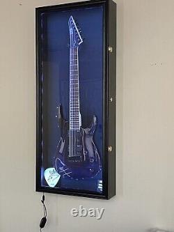 Guitar Display Case Electric Black Solid Wood Cabinet Gibson Fender Shadow Box