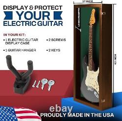 Guitar Display Case Electric Walnut Green Wood Cabinet Gibson Fender Shadow Box