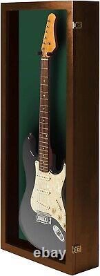 Guitar Display Case Electric Walnut Green Wood Cabinet Gibson Fender Shadow Box