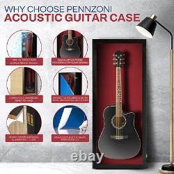 Guitar Display Case Wood Acoustic Electric Guitar Case / Red Felt