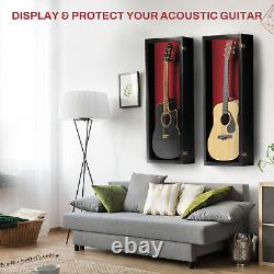 Guitar Display Case Wood Acoustic Electric Guitar Case / Red Felt