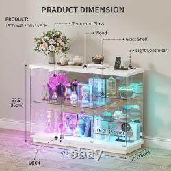 Gurexl 47.2 W RGB Glass Display Case with 7+5 Lights Modes for Collectibles