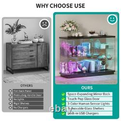 Gurexl 47.2 W RGB Glass Display Case with 7+5 Lights Modes for Collectibles