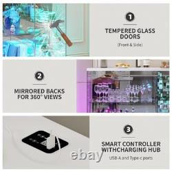 Gurexl 47.2 W RGB Glass Display Case with 7+5 Lights Modes for Collectibles