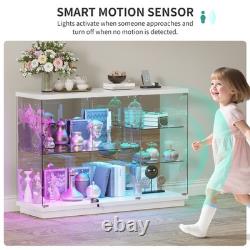 Gurexl 47.2 W RGB Glass Display Case with 7+5 Lights Modes for Collectibles