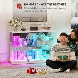 Gurexl 47.2 W RGB Glass Display Case with 7+5 Lights Modes for Collectibles