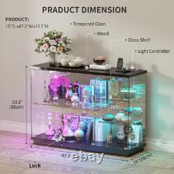 Gurexl 5-Tier Lockable Glass Display Case with 7+5 Lights Modes for Collectibles
