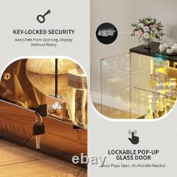 Gurexl 5-Tier Lockable Glass Display Case with 7+5 Lights Modes for Collectibles