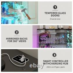 Gurexl 5-Tier Lockable Glass Display Case with 7+5 Lights Modes for Collectibles