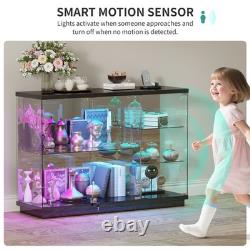 Gurexl 5-Tier Lockable Glass Display Case with 7+5 Lights Modes for Collectibles