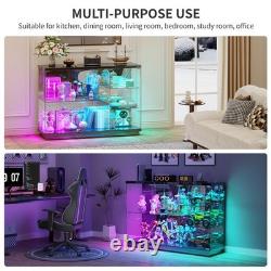 Gurexl 5-Tier Lockable Glass Display Case with 7+5 Lights Modes for Collectibles