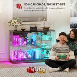 Gurexl 5-Tier Lockable Glass Display Case with 7+5 Lights Modes for Collectibles