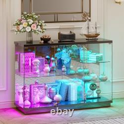Gurexl 5-Tier Lockable Glass Display Case with 7+5 Lights Modes for Collectibles