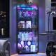 Gurexl Corner Curio Cabinet with RGB Lights, 65 Display Cases for Collectibles