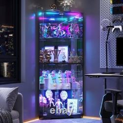 Gurexl Corner Curio Cabinet with RGB Lights, 65 Display Cases for Collectibles