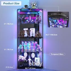 Gurexl Corner Curio Cabinet with RGB Lights, 65 Display Cases for Collectibles