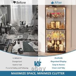 Gurexl Corner Curio Cabinet with RGB Lights, 65 Display Cases for Collectibles