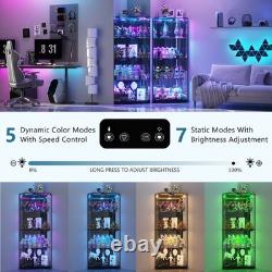 Gurexl Corner Curio Cabinet with RGB Lights, 65 Display Cases for Collectibles