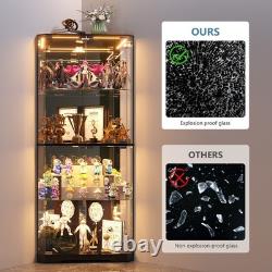 Gurexl Corner Curio Cabinet with RGB Lights, 65 Display Cases for Collectibles