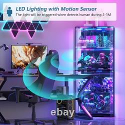 Gurexl Corner Curio Cabinet with RGB Lights, 65 Display Cases for Collectibles