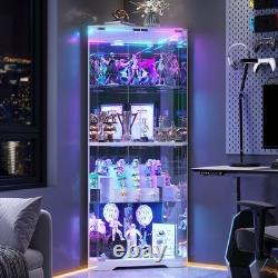 Gurexl Corner Display Cabinet with RGB Lights, Display Cases for Collectibles
