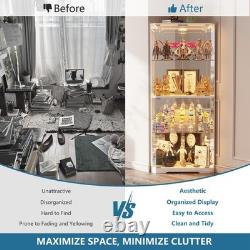 Gurexl Corner Display Cabinet with RGB Lights, Display Cases for Collectibles