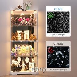 Gurexl Corner Display Cabinet with RGB Lights, Display Cases for Collectibles