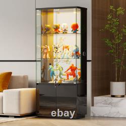Gurexl Glass Cabinet Display Case with 3-Color Lights & Adjustable Glass Shelf