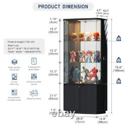Gurexl Glass Cabinet Display Case with 3-Color Lights & Adjustable Glass Shelf