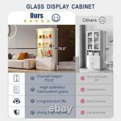 Gurexl Glass Cabinet Display Case with 3-Color Lights & Adjustable Glass Shelf