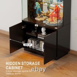 Gurexl Glass Cabinet Display Case with 3-Color Lights & Adjustable Glass Shelf