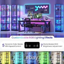 Gurexl Glass Curio Cabinet with RGB Lights, 4-Tier Display Case for Collectibles