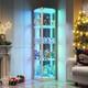 Gurexl Glass Display Cabinet with RGB Lights- Display Case with 4-Tier Shelfs