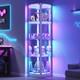 Gurexl Glass Display Cabinet with RGB Lights- Display Case with 4-Tier Shelfs